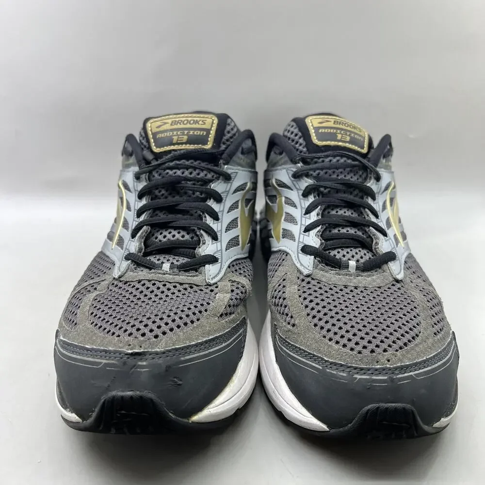 Brooks Addiction 13 Running Shoes Men Size 15 B Gray Black Mesh Comfort Sneakers